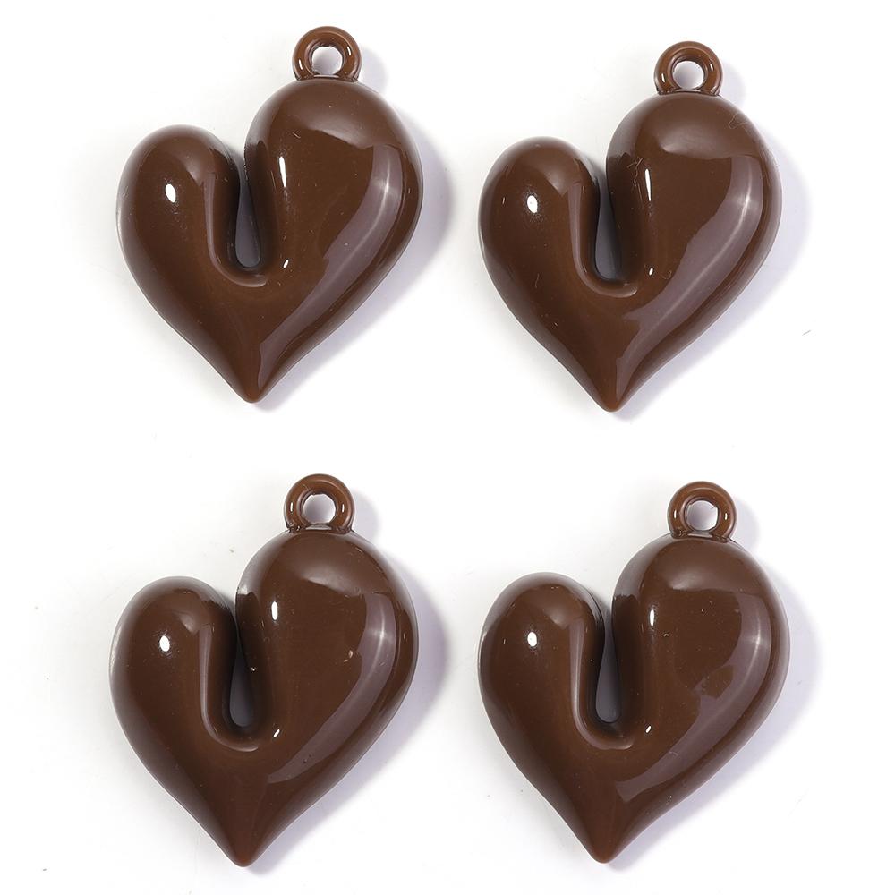 4Pcs Irregular Heart Shape Acrylic Beads Charms Colorful Pendant Loose Beads For DIY Bracelet Necklace KeyChain Jewelry Findings