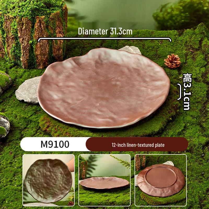 Melamine Plate for Gourmet Hot Pot, Barbecue & Shrimp: Mountain & Field Design