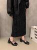 French black bow Mary Jane shoes women's 2025 early autumn new retro versatile thick heel square head temperament single shoes