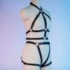 Dámský sexy postroj na tělo BDSM Bondage Spodní prádlo Podvazkový pás Kožené spodní prádlo Gotické Fetiš Oblečení Festivalový Rave Outfit