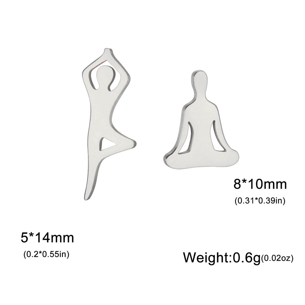Cazador Mismatched Yoga Meditation Stud Earrings for Women Stainless Steel Asymmetric Piercing Earrings Jewelry Birthday Gift