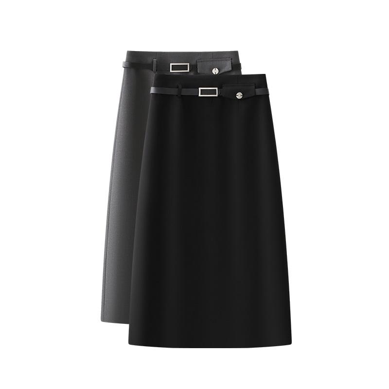 Jupe Midi A-line Taille Haute Gris Printemps 2026: Amincissant, Confortable, Magnifique, Long, et Moulant les hanches.
