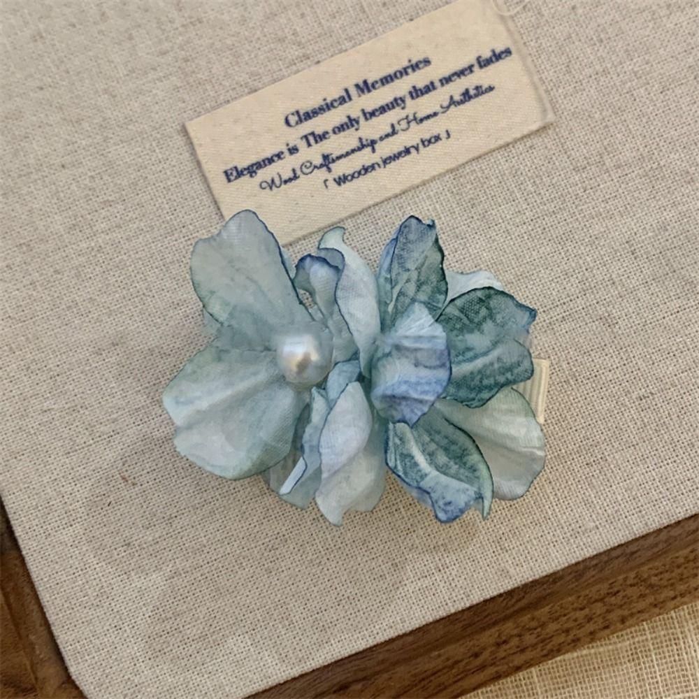 

Fashion Gradient Colored Hairpin Retro Side Bangs Clip New Simulate Peony Flower Hair Claw Clip синій