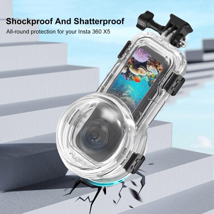 For Insta360 X5 PULUZ 60m Waterproof Sealed Diving Case (Transparent)