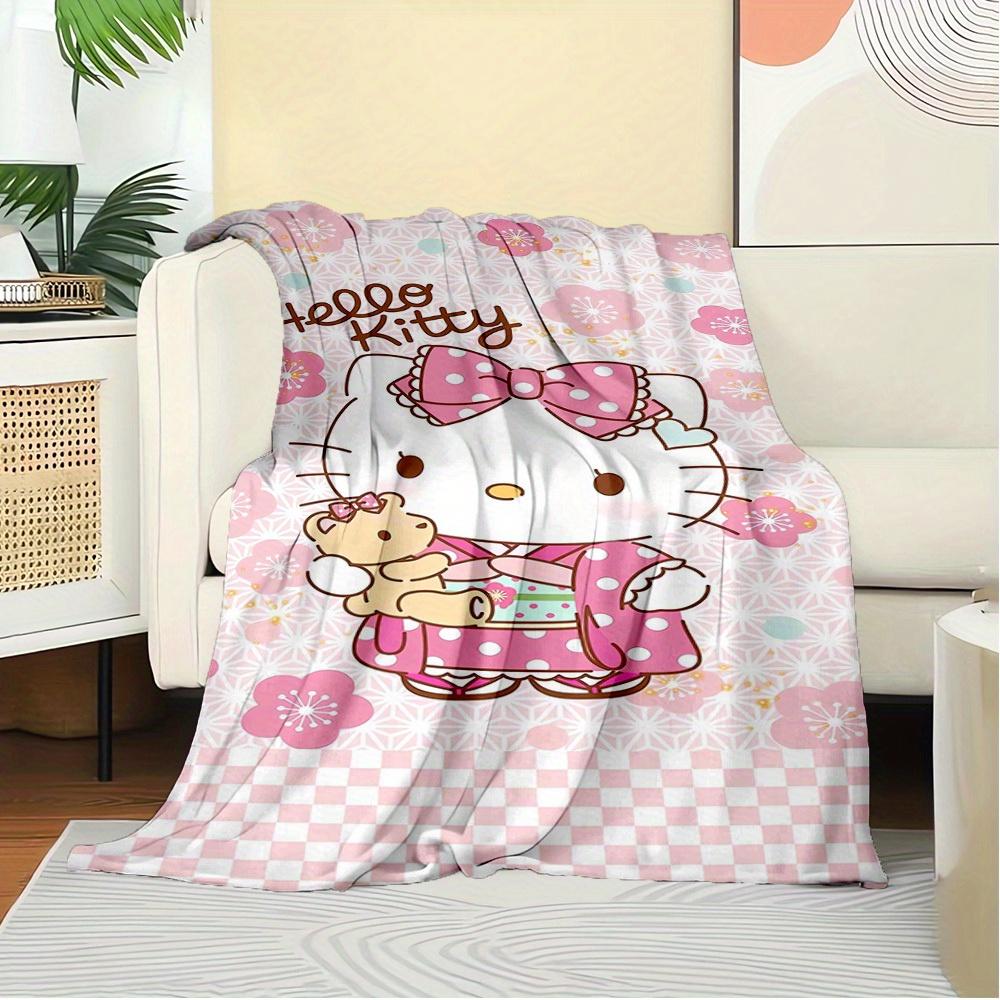 1pc Hello Kitty Themed Home Flannel Blanket - Seasonal Universal Comfortable Washable Gift for All Ages, Suitable for All Family, Available