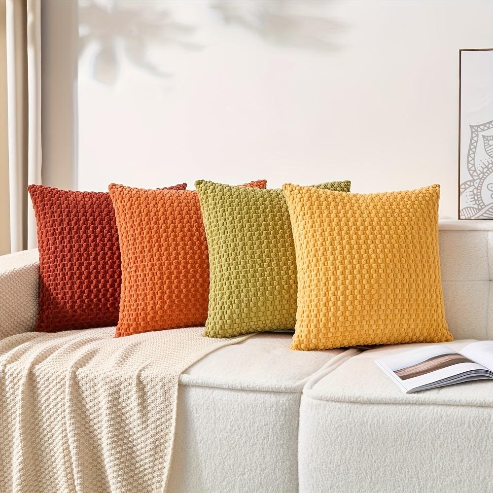 4PCS Solid Color Corn Kernel Throw Pillow Cover Grainy Texture Pillowcase Farmhouse
