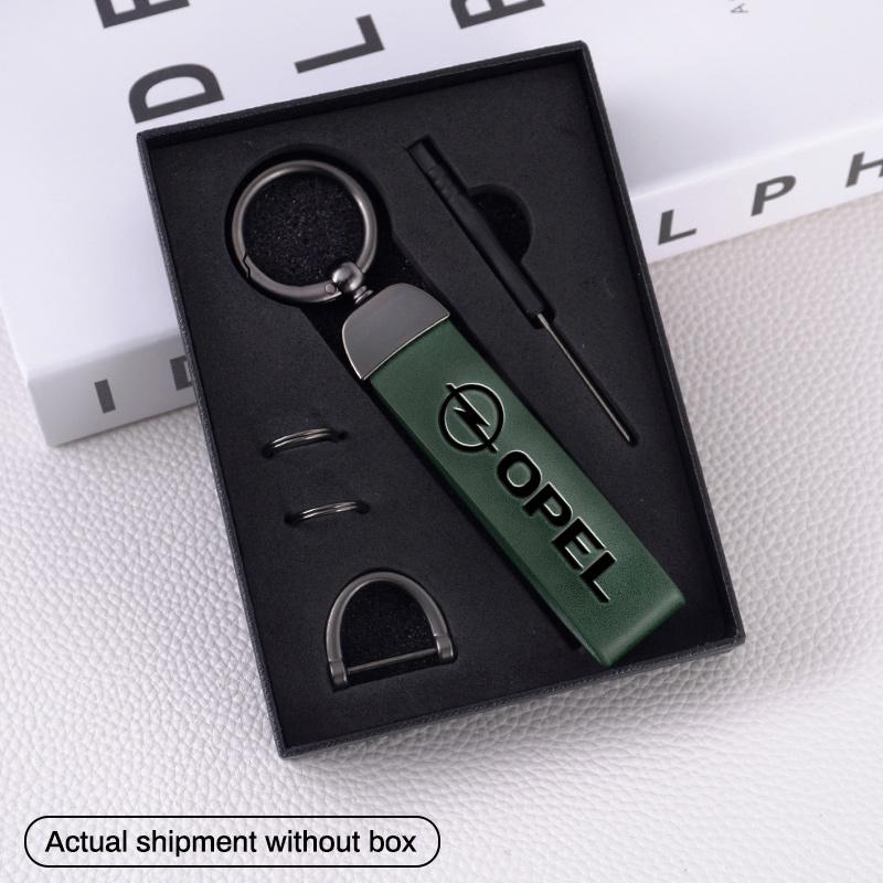 For Opel Corsa D Astra Insignia Mokka Adam Combo OPC Vauxhall Vectra H G Zinc Alloy Leather Car Keychain Key Ring Auto Interior