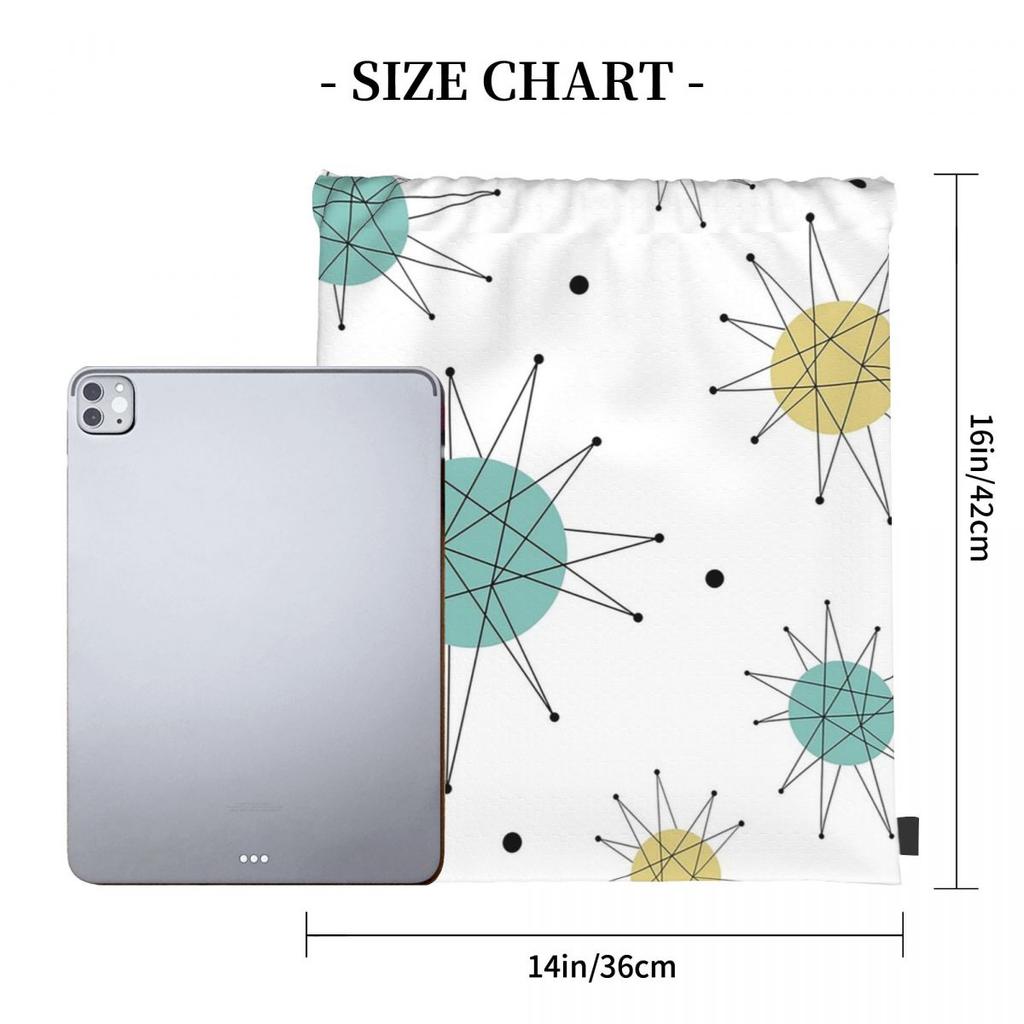 Franciscan Starburst Mid Century Atomic Age Backpacks Multi-function Drawstring Bags Storage Bag Book Bags for Travel Students