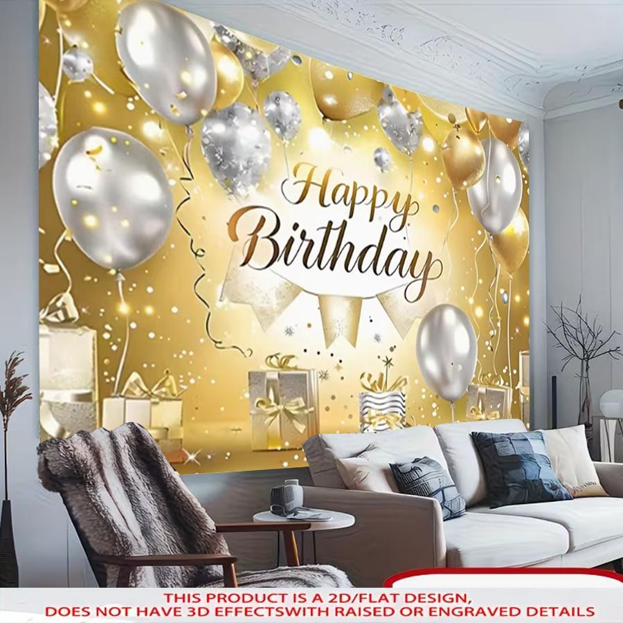 1pc 2D Birthday Theme Backdrop Banner Balloons Gift Box Design Living Room Bedroom Garden Scene Birthday Party Indoor Outdoor Decor Photo