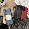 Carbon Fiber Leather Magnetic Phone Case for Samsung Galaxy Z Fold 7 6 5 4 3 Fold 7 Fold6 5G Hinge Protective Cover