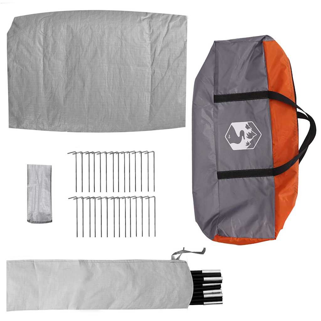 Camping Tent with Roof Gray and Orange 275 x 230 x 140 cm Taffeta