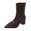 Fashion Women Short Boots 2025 Autumn Pointed Toe Korean Fashion Solid Colour Non-slip High Heels Thick Heel Comfort Shoes Botas Mujer