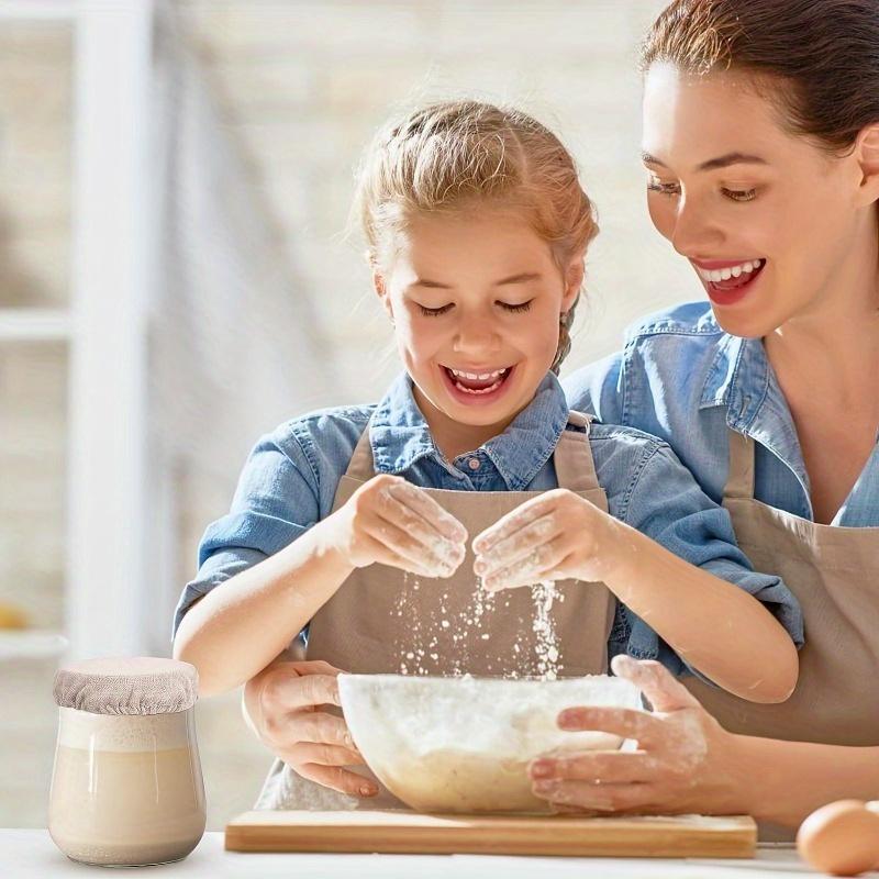 Fundas de tela de paja de trigo para tarros Reutilizables Lavables Elásticas Tapas de tela para Masa Madre Kombucha Kéfir Fermentación Se ajustan a tarros de 3-4 pulgadas Alta Calidad