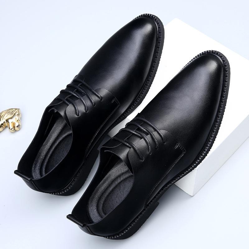 Fashion British Men's Shoes Leather Breathable Dress Business Leather Shoes Men's Blue Soft Surface Comfortable Casual Wedding Shoes