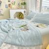 Ensemble de couette d'été en coton lavé, housse aérée en dentelle coréenne, quatre pièces