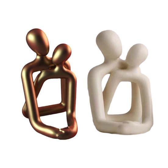 Romantic Wood Love Sculpture Resin Ornament Multifunctional Phone Holder Creative Candle Stand for Wedding Party Dinning Table Centerpieces Decoration