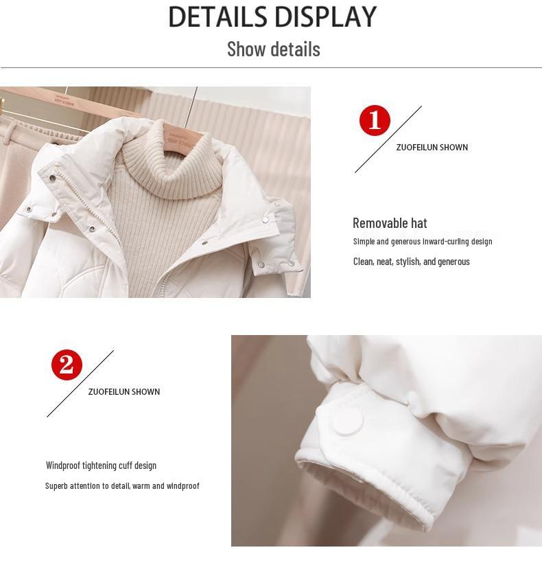 Women's 2025 Slimming Mid-Length Hooded Winter Down Jacket - White Duck Down, Thick, Fashionable, Petite Fit