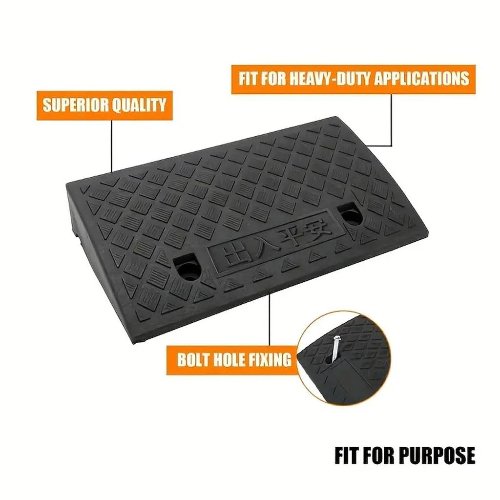 Portable Car Threshold Ramp Plastic Curb Ramp With Textured Surface 13CM Height for Automobile Motorcycle Wheelchair Shockabsorb