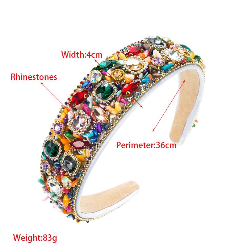 Women Hair Band Baroque Geometric Colored Stone Crystal Headband Super Sparkling Colored Glass Hair Hoop