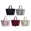 Women Puffer Tote Handbag Large Capacity Casual Padded Bag Solid Color Quilted Top Handle Bag Ladies Commute Bag
