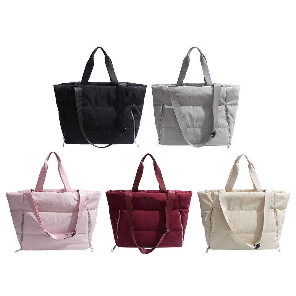 Women Puffer Tote Handbag Large Capacity Casual Padded Bag Solid Color Quilted Top Handle Bag Ladies Commute Bag