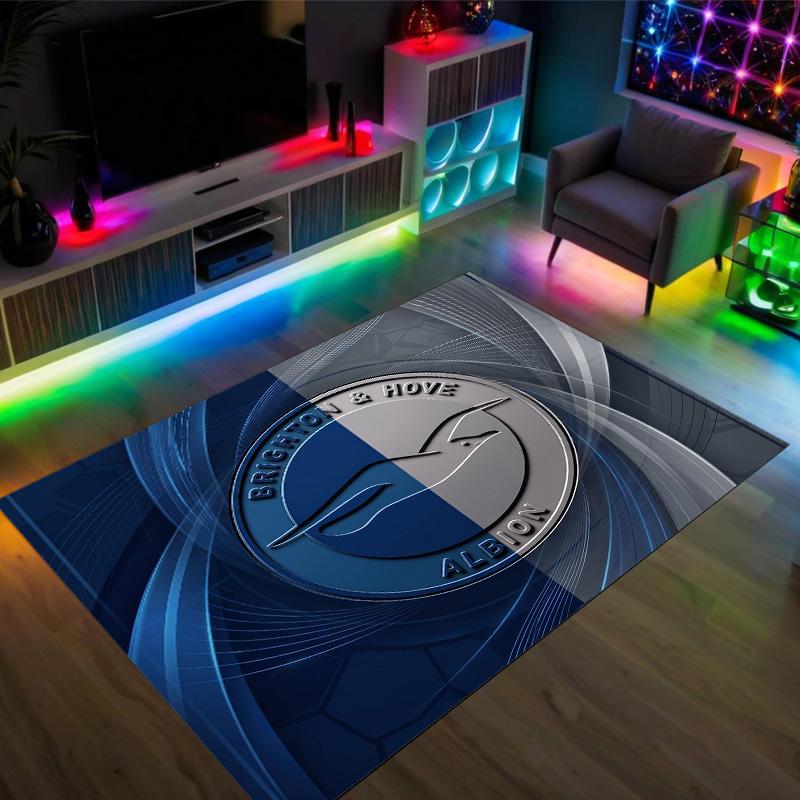Brighton & Hove Albion Football Design Crystal Velvet Carpet Cozy Non?Slip Printed Rug For Bedroom Living Room Entrance