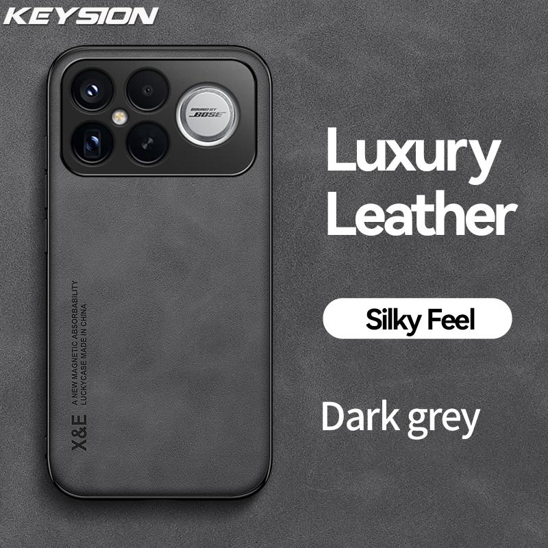 KEYSION Luxury Retro PU Leather Phone Case for Xiaomi POCO F8 Pro Soft Silicone+PC Shockproof Phone Back Cover for POCO F8 Ultra