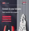 Delixi 16-in-1 Multifunctional Wire Stripper Pliers: Folding Buckle for Stripping, Separating, Winding, Crimping, and Cutting.