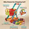60PCS Kids Pretend Supermarket Shopping Cart Toy Set Play Food Grocery Trolley Educational Gift