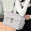 Polka Dot Large Capacity Tote Bag For Women Nylon Material Drawstring Closure Hobo Bag Underarm Shoulder Bag Lightweight Handbag