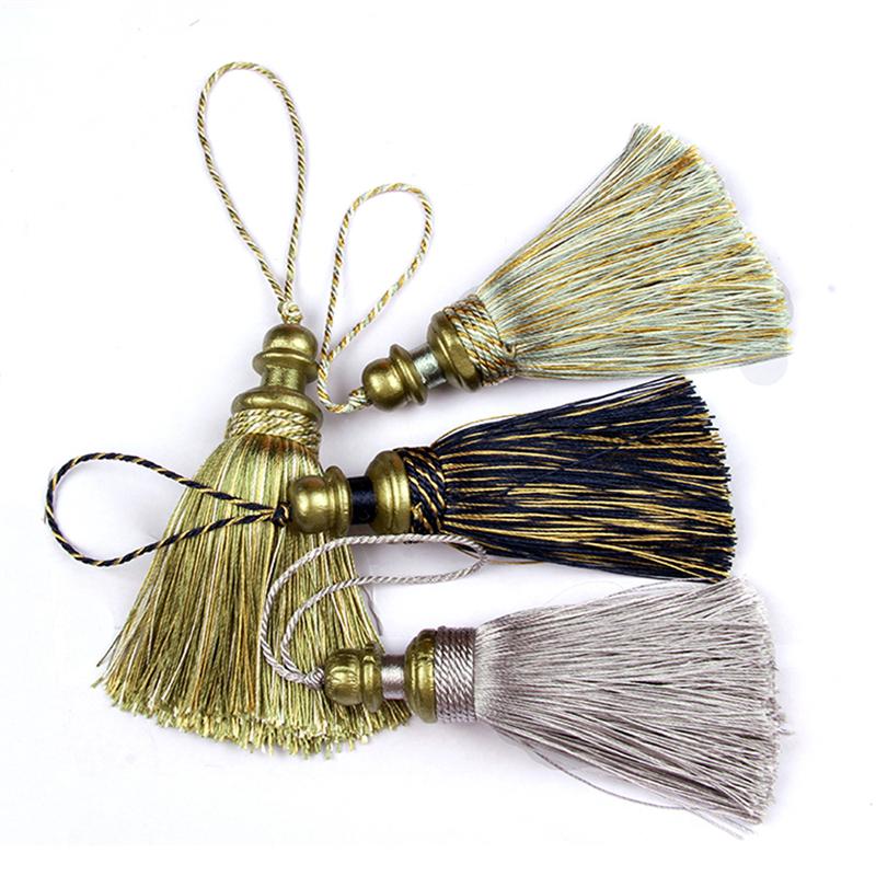 1Pc Goldene Quasten Handwerk Trim Hängenden Seil Seide Fringe Vorhang Dekor Hause Zubehör Wohnzimmer Schmuck DIY Dekorative