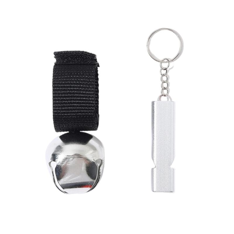 Outdoor Camping Alarm Bear Bells Whistling Loud Bear Bells with Emergency Whistling Set for Hiking Camping and Climbing