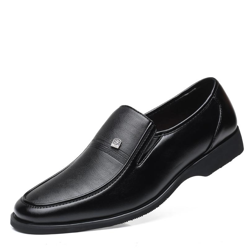 

Men S Leather Shoes Business Shoes Slip On Office Shoes Casual Black Leather Shoes For Men JZ-601 38 чорний