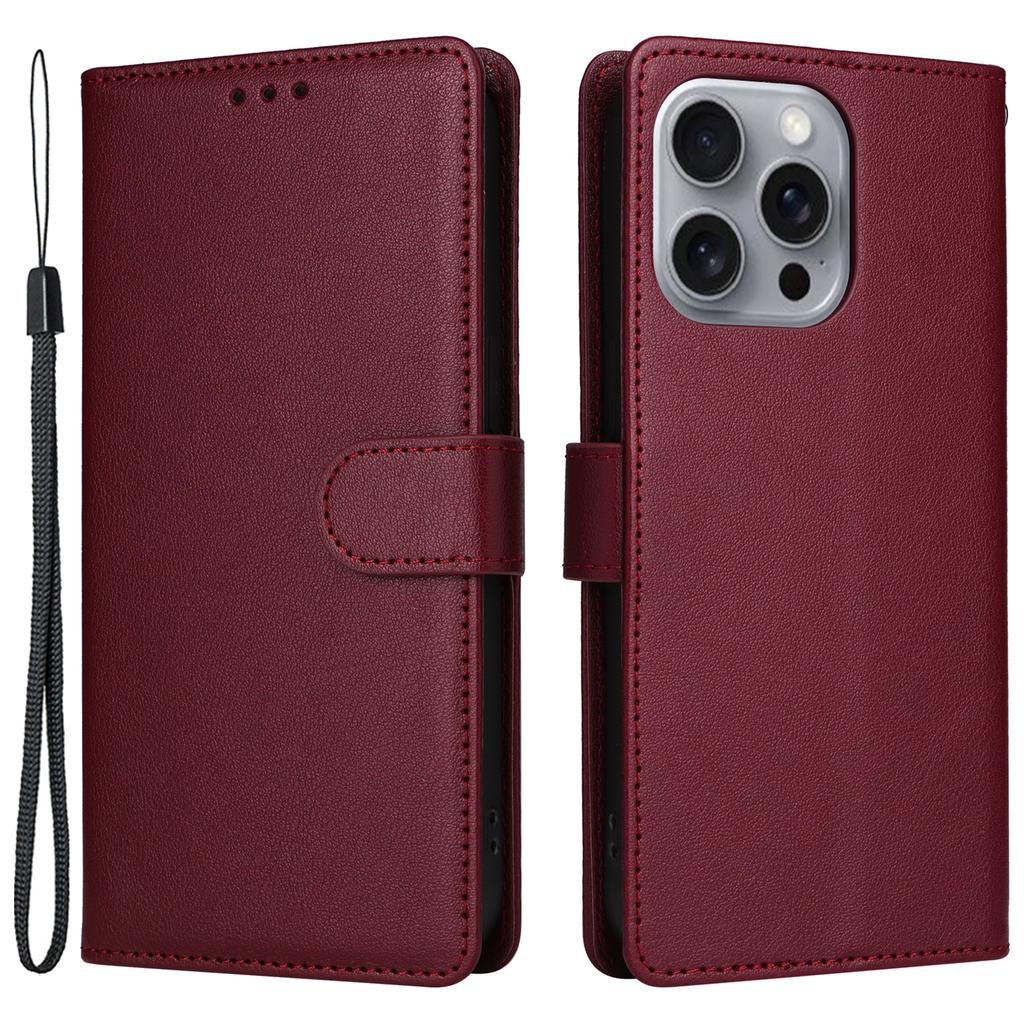 For iPhone 16 Pro Max Wallet Case 3 Card Slots Slim-Fit PU Leather Stand Phone Cover