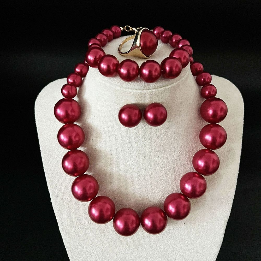 Vintage Style Necklace Bracelet Earring Ring Sets Light Luxury French Pearl Necklace Women
