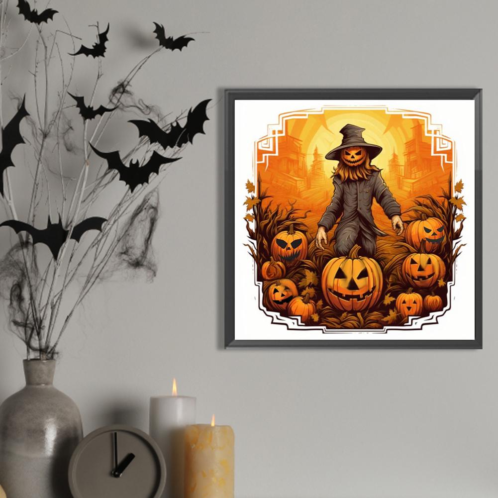 40x40cm Halloween Pumpkin Skull 5D DIY Full Drill Round Diamond Painting Kit