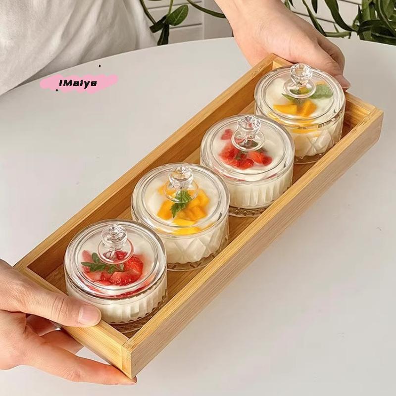 M-1pc Elegant Glass Ice Cream Dessert Cups With Lids - Perfect For Pudding, Yogurt, And Gelato - Ideal For Home & Commercial Use