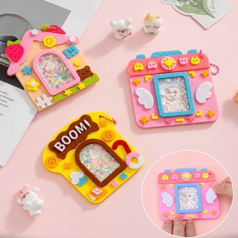 1 Set Shaker Puzzle Toys Non Woven Shake Pendant Diy Material Kits For Children Kids Easy To Paste Accessories Handmade Crafts