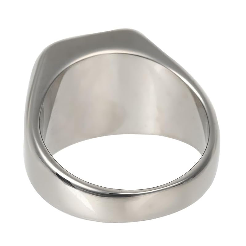 [sakuto] Ring Men's Signet Ring Stainless Steel Square Square Black (14)