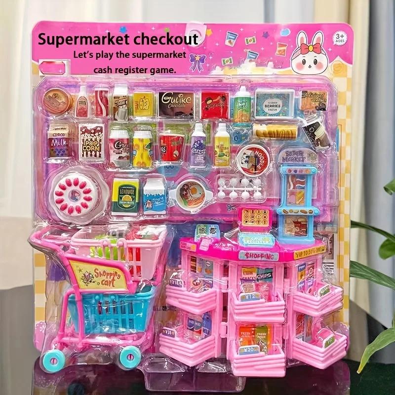Vending Machine Play Set Toys for Kids Cash Register Playset Realistic Mini Drink Food Fruit Dispenser Toys for Girls Boys