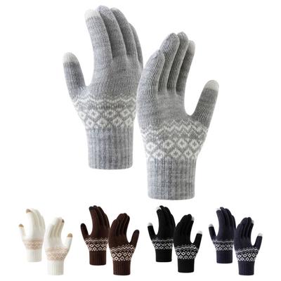 1 Paar warme Winter-Strickhandschuhe für Damen und Herren, Touchscreen-Vollfinger-Handschuhe, kaltes Wetter, winddicht, verdickte Handschuhe zum Skifahren, Radfahren, Wandern