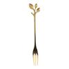 17pcs Gold Small Leaf Handle Coffee Spoons Swan Dessert Forks New Gold Swan Base Holder  Kitchen
