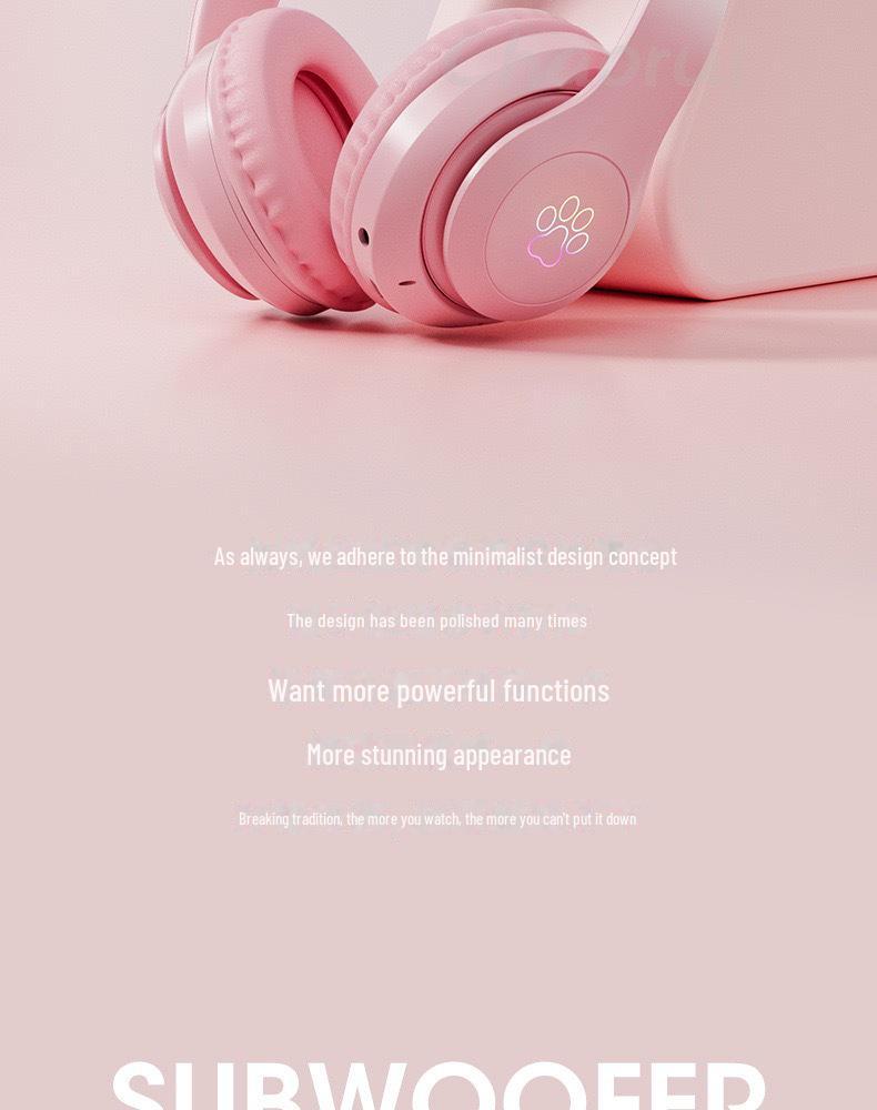 STN28PRO Cat Ear Wireless Bluetooth Headset - Gradient Color, Luminous, Foldable, Head-Mounted Gaming Headphones