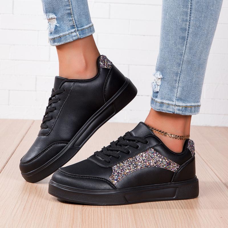 Fashion Fashion Versatile Woman Shoes 2025 Spring New Women's Sequined Sneaker Anti Slip Round Toe Flat Shoes Simple Women Casual Shoe