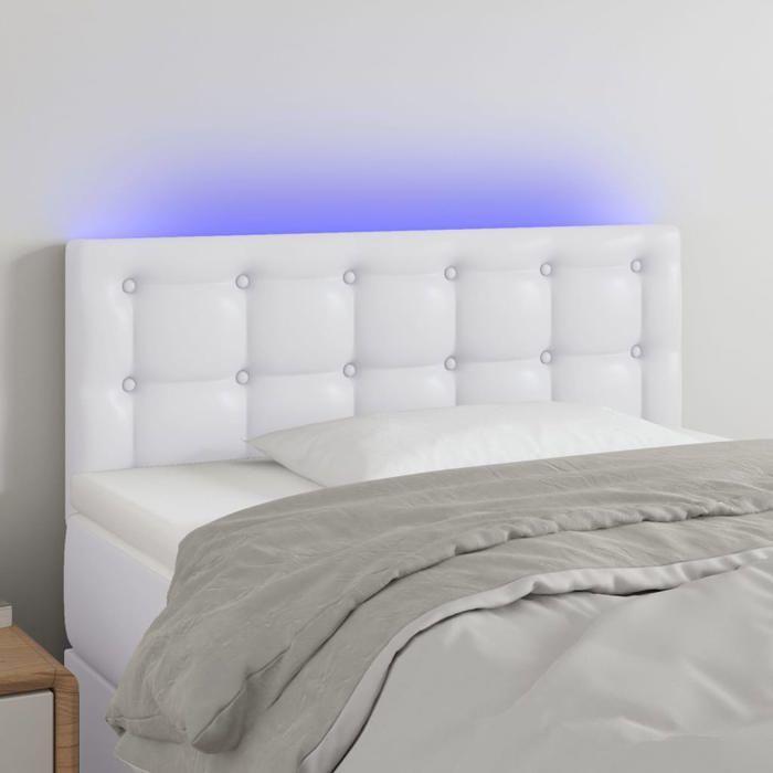 VidaXL Tête de Lit à LED Meuble de Chambre à Coucher Accessoire de Lit Simple Tête de Cadre de Lit Intérieur Blanc 3121691