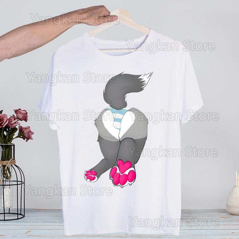 Meme Funny Fur Furry Cute T-Shirt  Unisex Unisex Anime Cartoon Design  Unisex Tee Shirt Homme Summer Tops Short Sleeve Vintage Style Shirt
