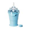 2-in-1 Collapsible Silicone Ice Ball Maker Cup, Portable Ice Cube Bottle with Straw & Lid, Cartoon Bear Foldable Ice Mold Cup,