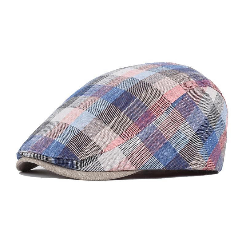 Women's Plaid Square Newsboy Hat Beret Spring and Summer Duckbill Hat Vintage British Sunshade Breathable Forward Hat Adjustable Size