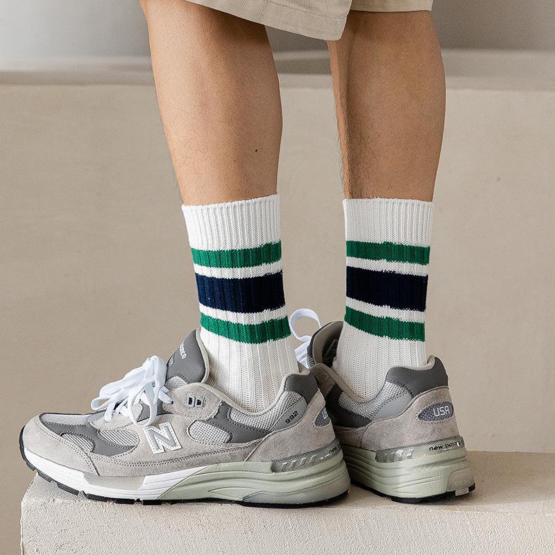 Shawn Yue Herr Cityboy Koreansk & Japansk Stil Tjockrandiga Mellanvader Sport Bomullsstrumpor