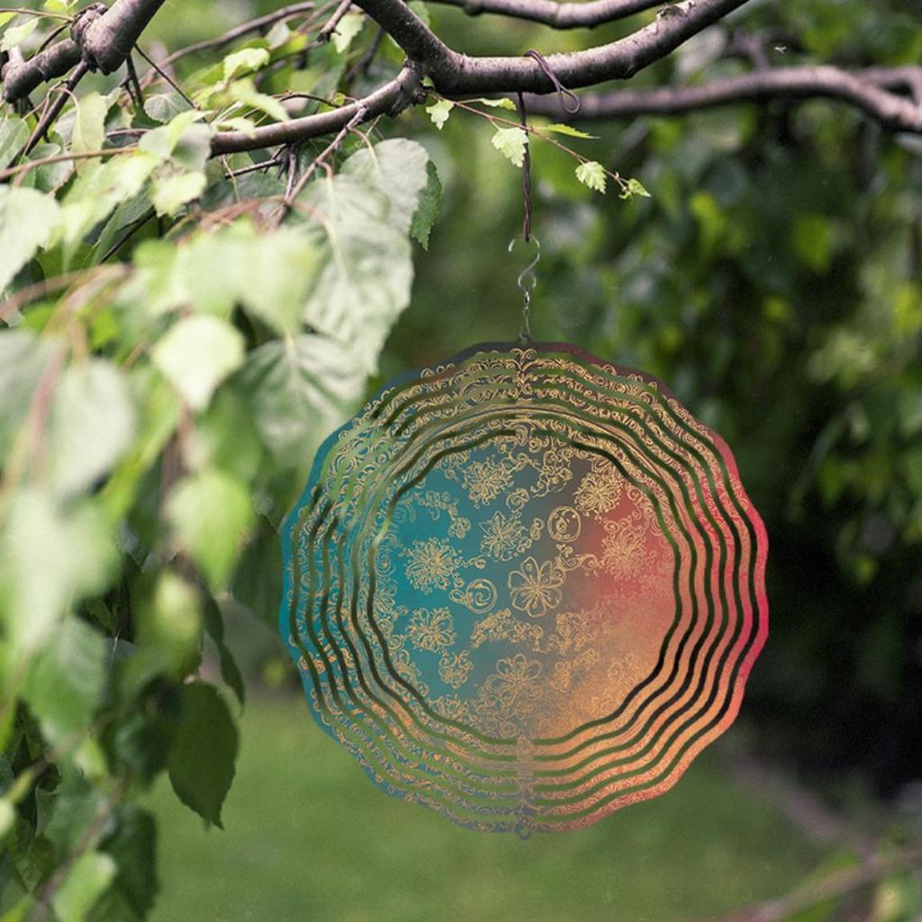 360 Degree Rotating Metal Wind Spinner for Outdoor Garden Decor with Intricate Floral Design and Vibrant Colors Perfect Gift for All Seasons
